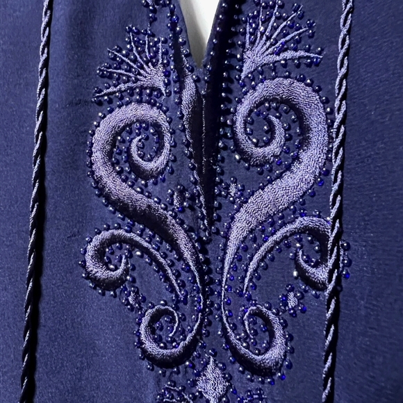 Lilly Pulitzer Roslyn 100% Silk Navy Blue Tunic Dress Beaded Embroidered Sz:S - Picture 6 of 9